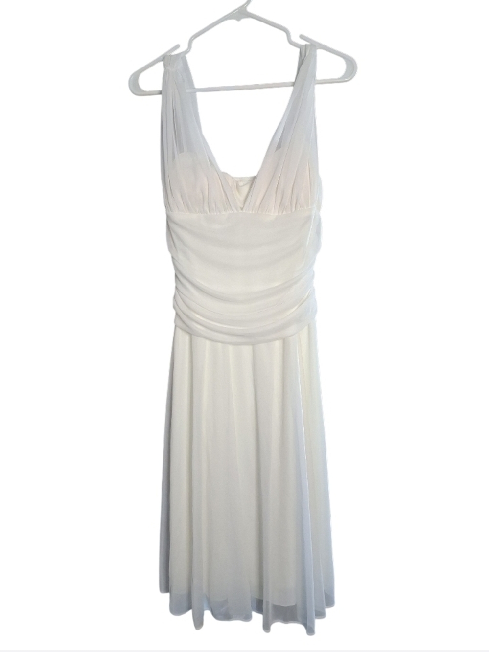 JUNO Dress Collection Ivory Chiffon Midi Dress | Deep V Neck | Flowy Formal Dres